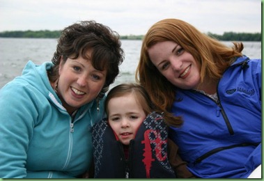 Auntie Lissa, Cara, and Meg on boat