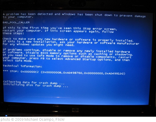 'My Computer's Blue screen of death' photo (c) 2009, Michael Ocampo - license: http://creativecommons.org/licenses/by/2.0/