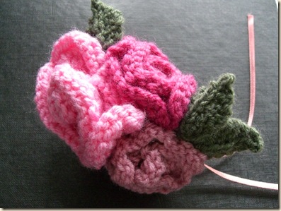 Knitted Rose bag charm