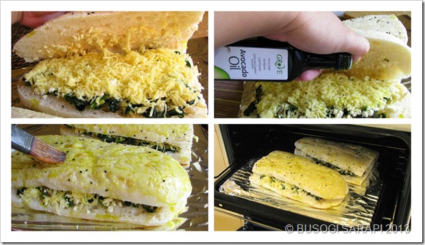 TOASTED TURKISH BREAD WITH SPINACH, FETA & MELTED CHEESE STEP17-20© BUSOG! SARAP! 2013