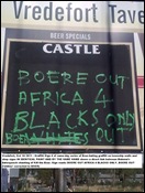 Kill the Boer VREDEFORT BOERE OUT AFRICA 4 BLACKS ONLY OCT 16 2011 GRAFFITI