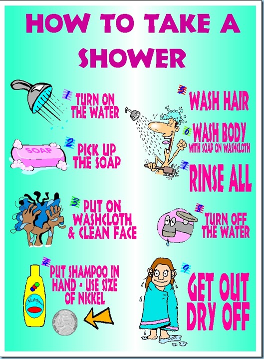 How to Take a Shower ©2014 Schnegel-stuff.blogspot.com
