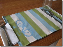 striped placemat with freezer paper stencil
