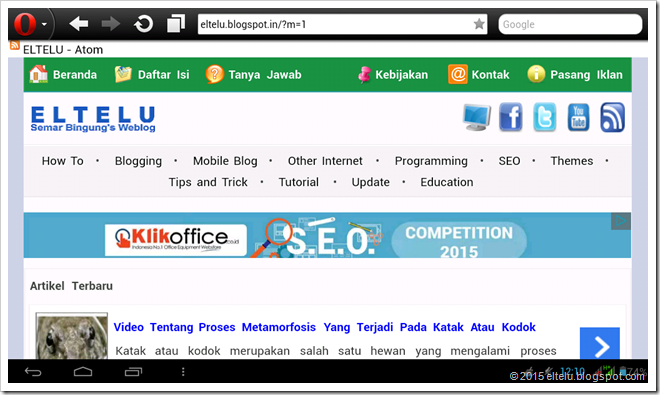 Tampilan eltelu.blogspot.in Saat Dibuka Dengan Memakai Opera Mini Versi 7.6.40234