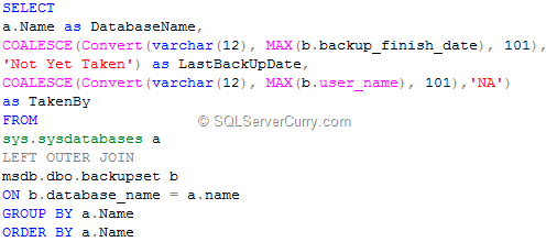 SQL Server Last Backup