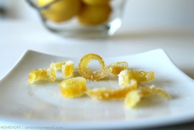 Candied Lemon peel via homework | carolynshomework.com