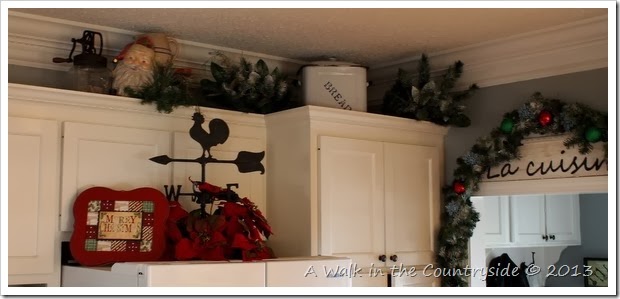 christmas above the kitchen cabinets and refrigerator