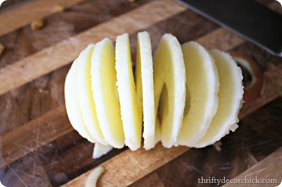 peeled and cored apples