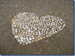 6013 Texas, South Padre Island - Beach Access # 6 - sea shell art on beach