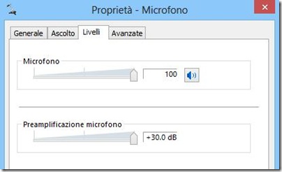 Preamplificazione microfono Windows
