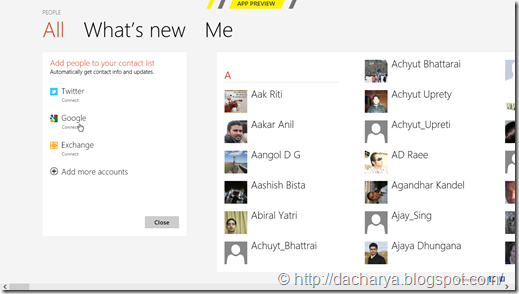 Other Accounts in WIndows 8