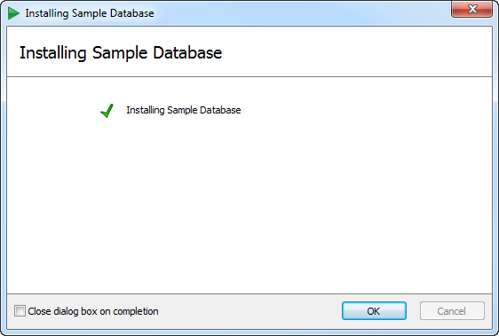 Database di esempio installato con successo