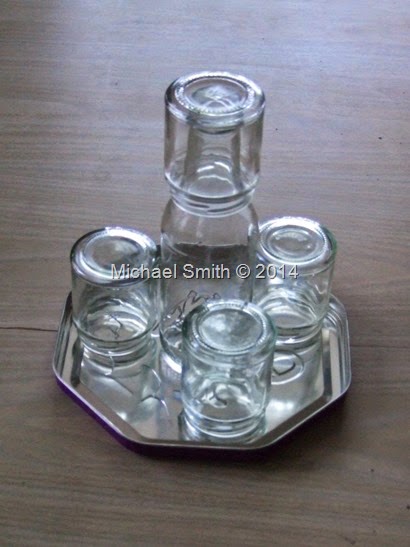 Water Carafe w-glasses on tin tray_Reuse Week
