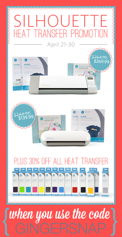 Silhouette Heat Transfer Promotion at SilhouetteAmerica.com using the code GINGERSNAP at checkout #SilhouetteCAMEO #SilhouettePortrait #spon 