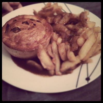 Cheat's supper - Pieminister Deer Santa Christmas special and chip-shop chips!
