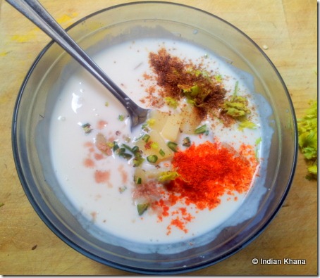 Potato in spicy yoghurt recipe aloo raitha