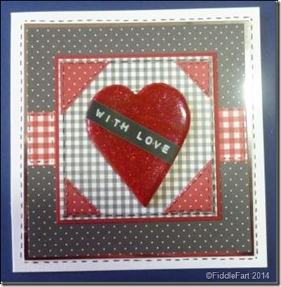Black red and white heart valentine card