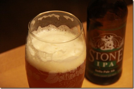 Stone IPA foamy glass