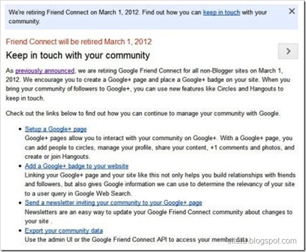 Screenshot Penghentian Layanan Google Friend Connect
