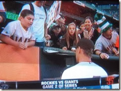 Tanner on TV at Giants Game