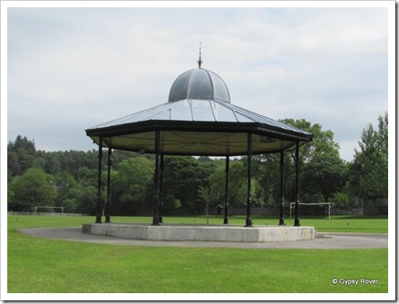 100 year old band stand Dalbeattie Park. The uprights are gas street light standards from Glasgow.