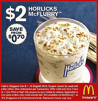 MCDONALDS $2 HORLICKS MCFLURRY OREO COOKIES CREAM DESSERT MCCHICKEN BURGER EGG McMUFFIN $1.50 SAUSAGE McMUFFIN $1 CHEESEBURGER SALE FRENCH FRIES DRINKS HASH BROWN HOTCAKES AUGUST OLYMPICS 2012 GAME DEAL