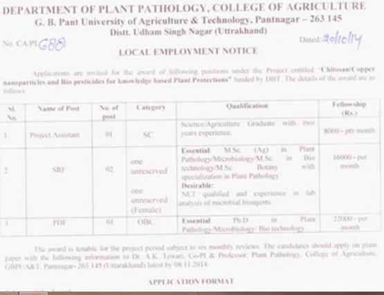 GB Pant Plant Pathology PDF/SRF Walk Ins