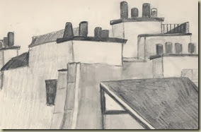 paris roof tops sketch