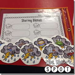 My class is really struggling with blends this year, so I made some storming blends. They can segment words out like champs, but the blends are really hard this year, so a little extra help won’t hurt.