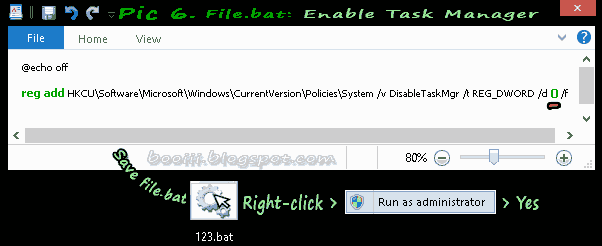 Enable  Task Manager with batch file