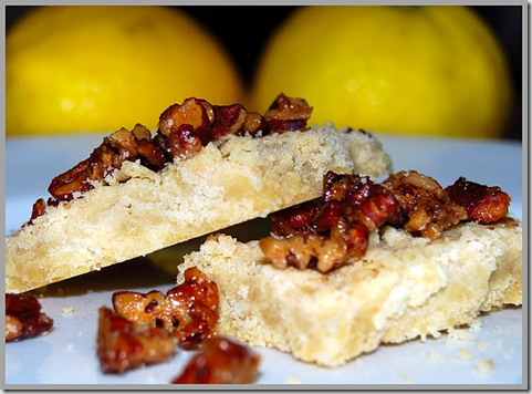 Lemon Shortbread With Candied Pecan Topping
