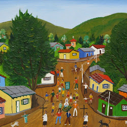 Angel Rojo (chileno)-Mi pueblo-óleo s/ hardboard-30 x 22-1997