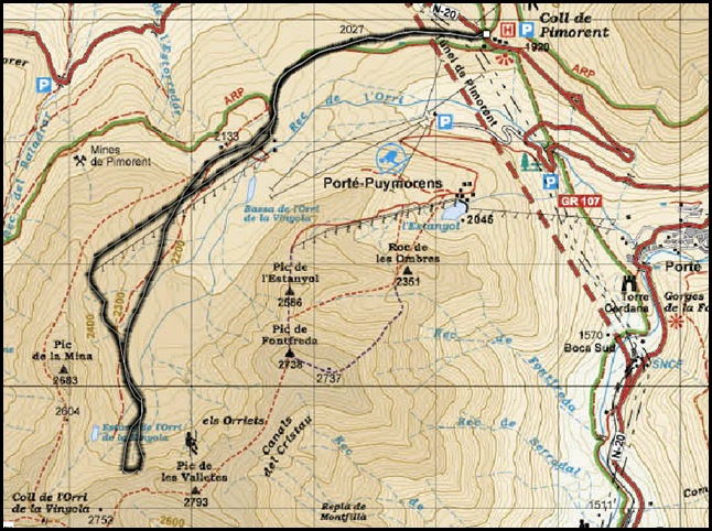 Puymorens - Puntes de la Vinyola - Nit de Carnestoltes 200m IV  70º (Mapa)