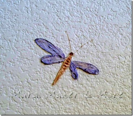  dragonfly stencil, troweled on some compound and then painted it after