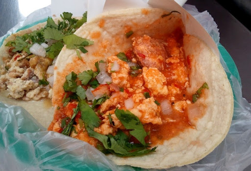 Chorizo con Huevo Enchilado Taco at Tacos Aaron