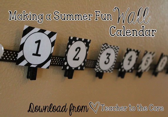 Wall Calendar to keep track of summer fun