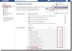 Configuraes de notificaes facebook