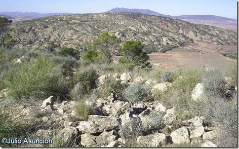 La sierra del Carche y el Cabezo de la Sal desde el Castillarejo - Pinoso
