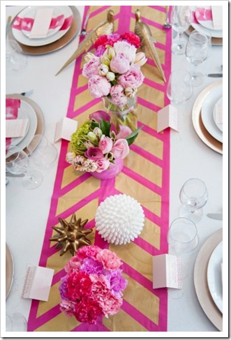 pink gold table runner
