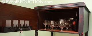 DIY bar cart from sewing cabinet