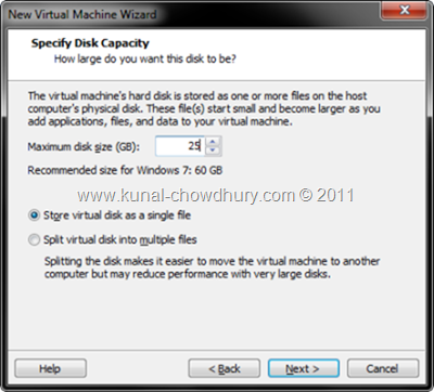7. Specify Disk Capacity of VM