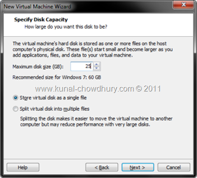 7. Specify Disk Capacity of VM 7. Specify Disk Capacity of VM