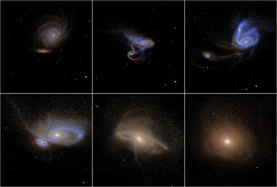 simulação de galáxias em fusão
