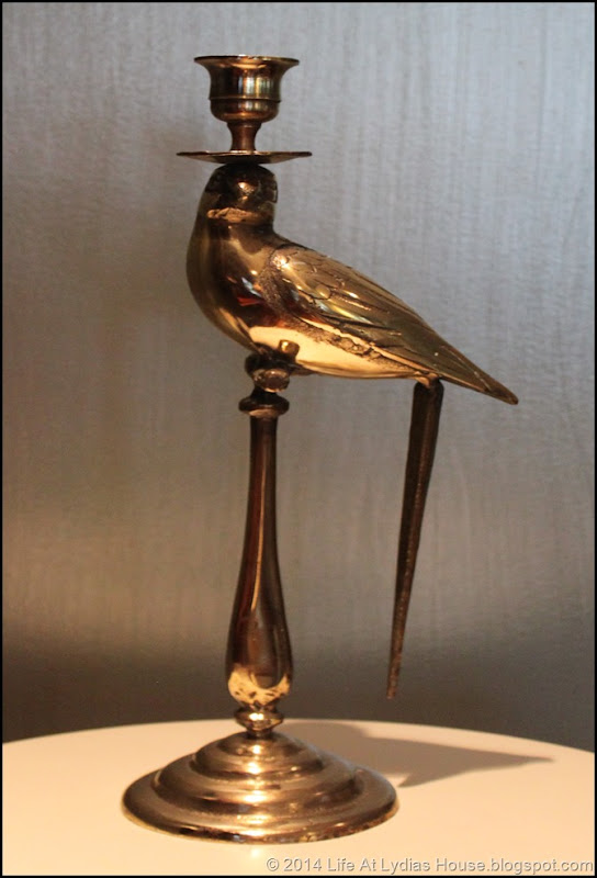 brass parrot candlestick- polished