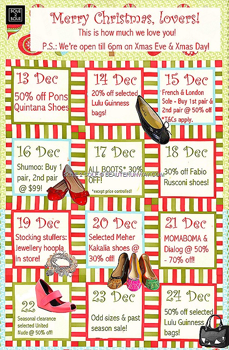 SOLE 2 SOLE shoes  sale Christmas Lulu Guinness French Sole, London Sol, Shumoo, Momabona Dialog