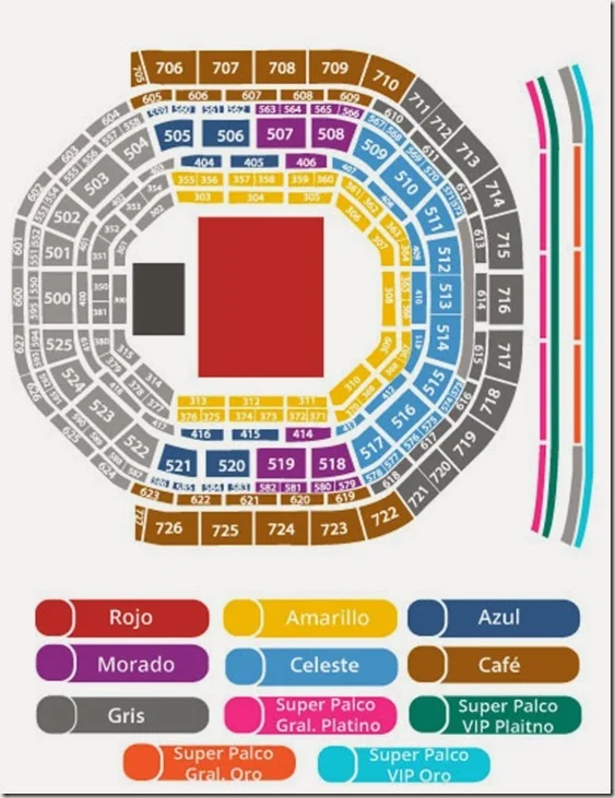 mapa de lugares del concierto de bruno mars en Arena Ciudad de mexico  primera fila