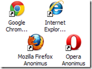 Creare icona per avviare la navigazione anonima con Chrome, Internet Explorer, Firefox e Opera