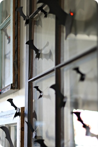 paper bats on wall Halloween