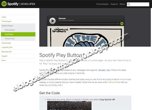 Widget Spotify para blog - Imagen Spotify Play Button