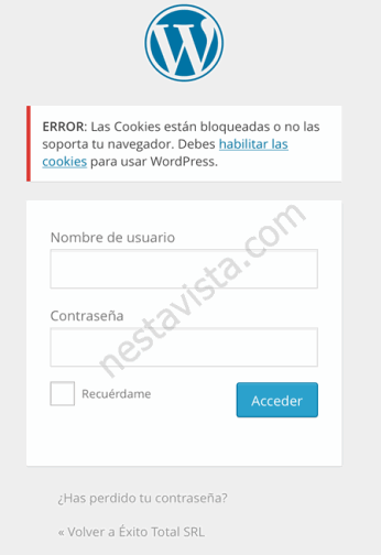 Las cookies están bloqueadas o no las soporta tu navegador. Debes habilitar cookies para usar Wordpress